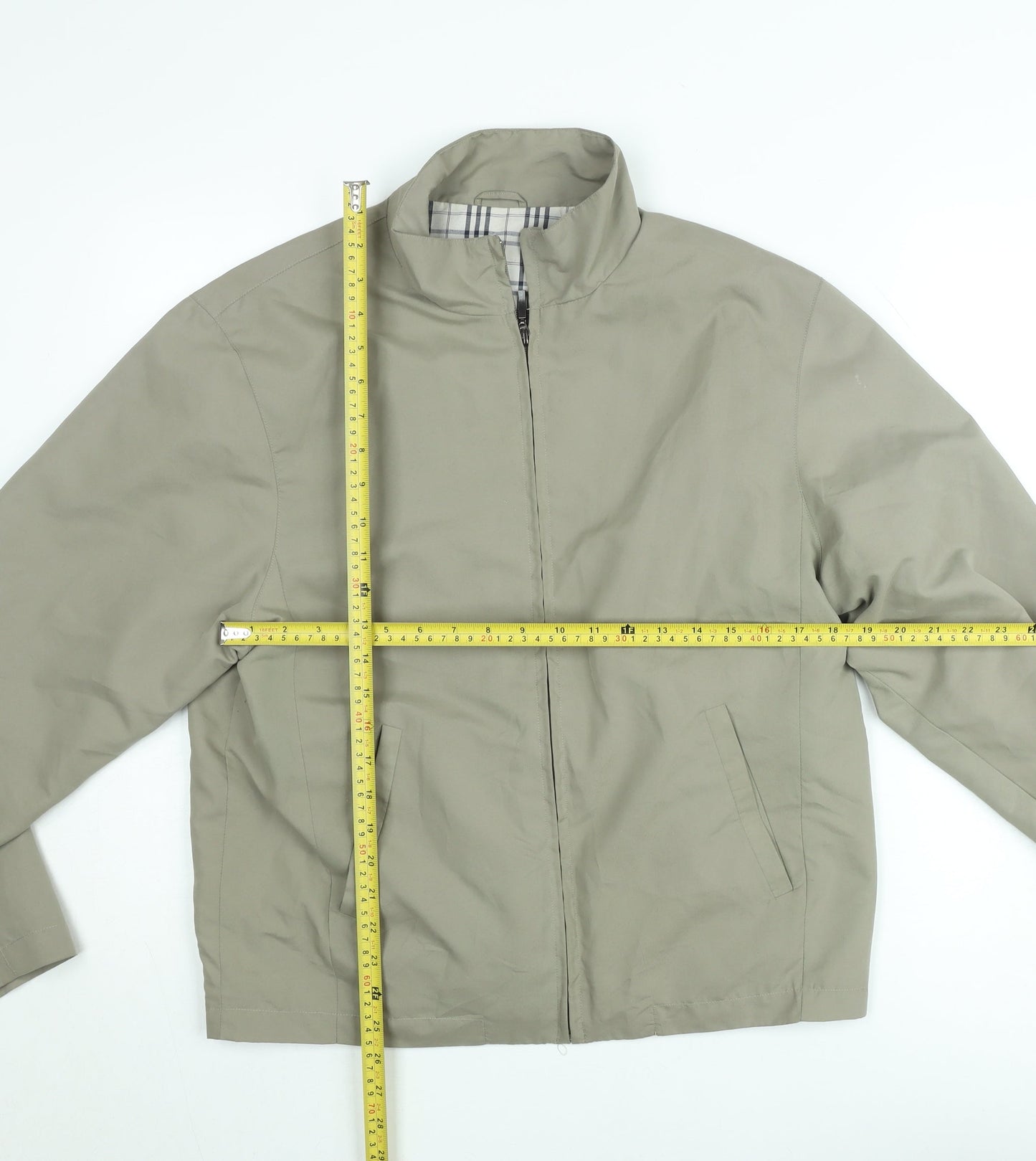 Primark Men's Beige Small Cotton Blend Full Zip Casual Jacket