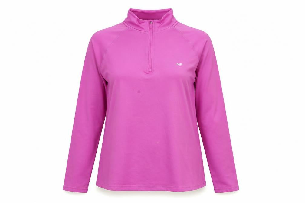 Myprotein Women's Pink Long Sleeve 1/4 Zip Pullover Sweatshirt Size L