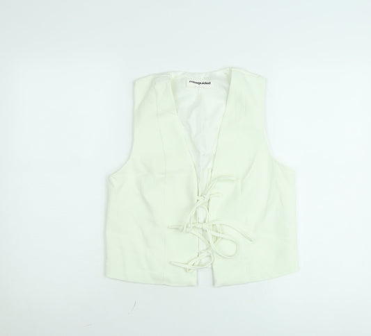 Missguided Women’s Ivory Cropped Lace Up Sleeveless Blouse Size S