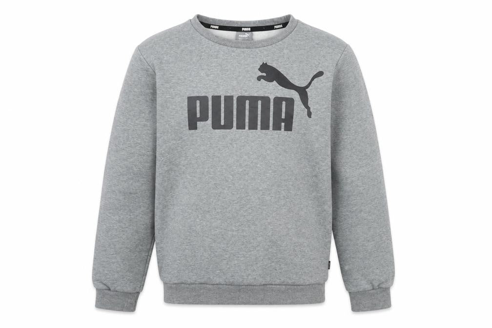 Puma Boys Grey Logo Fleece Sweatshirt 13-14 Years Pullover Crew Neck