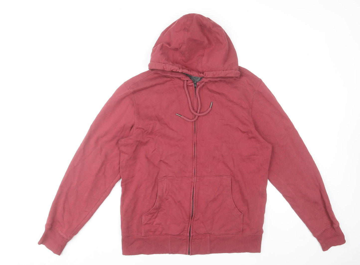 Marks and Spencer Men's Red Full Zip Hoodie Size M Cotton