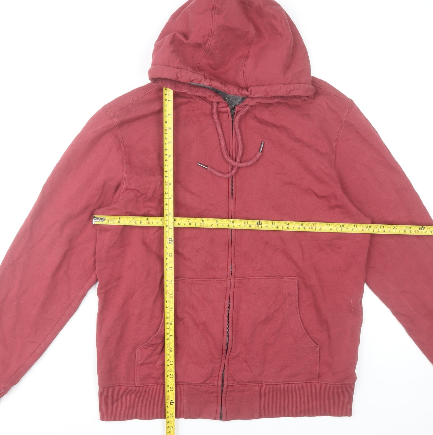 Marks and Spencer Men's Red Full Zip Hoodie Size M Cotton