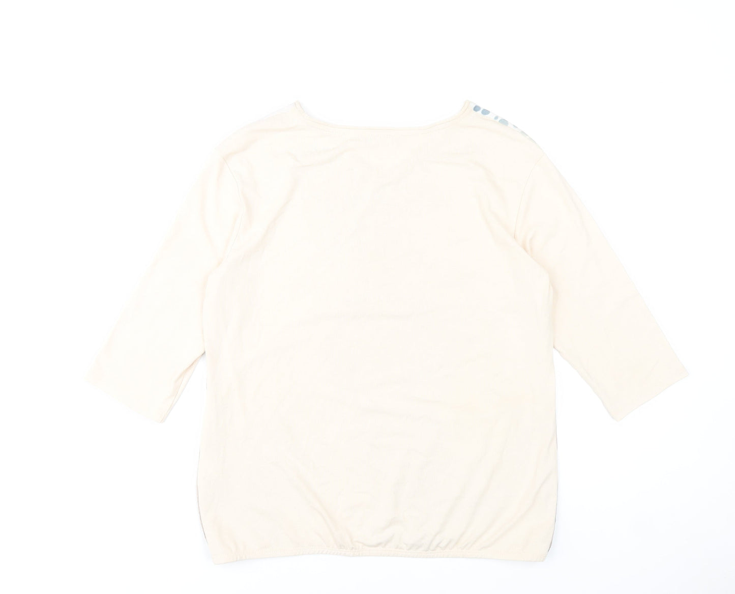 TR Women's Beige Floral V-Neck 3/4 Sleeve T-Shirt Size 14