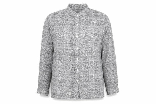 Fosby Women’s Grey Animal Print Button-Up Long Sleeve Shirt Size 16
