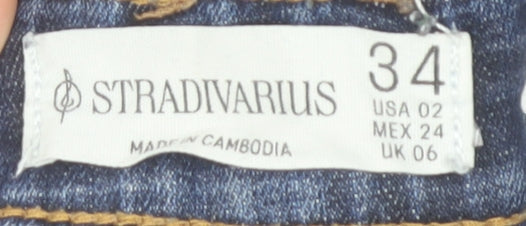 Stradivarius Womens Blue Skinny Jeans Size 6 Slim Fit Denim
