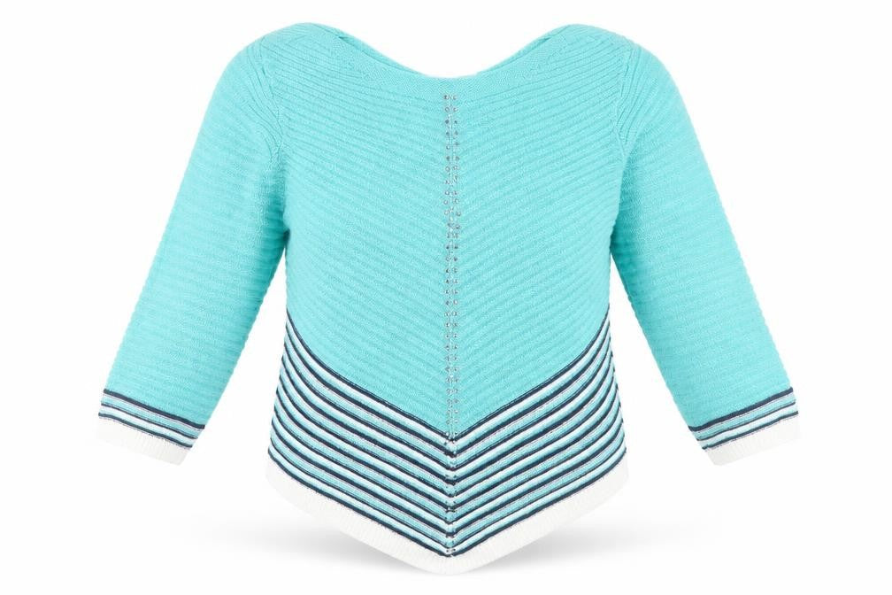 Gerard Womens Blue Striped V-Neck Knit Pullover Jumper Size L