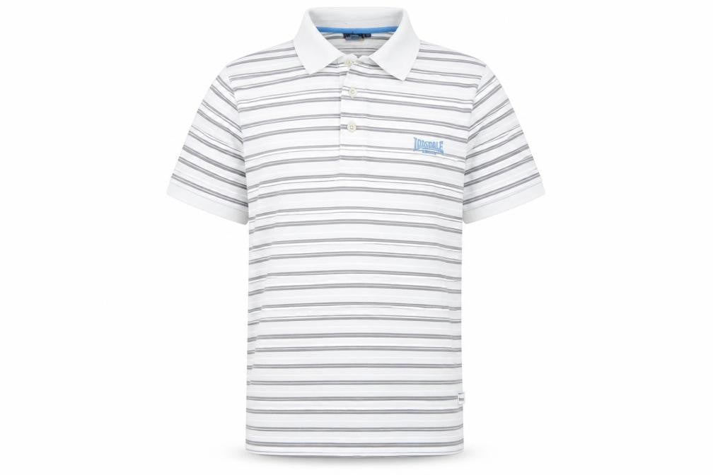 Lonsdale Mens White Striped Polo Shirt Size S Regular Fit