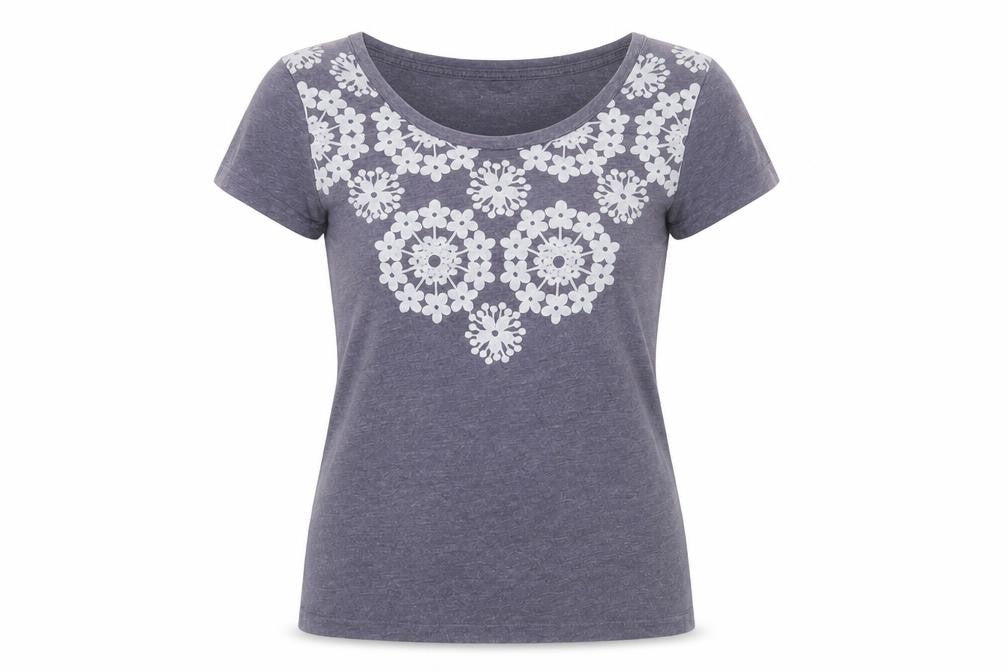 Jack Wills Womens Purple Floral Cotton Blend Crew Neck T-Shirt Size 8