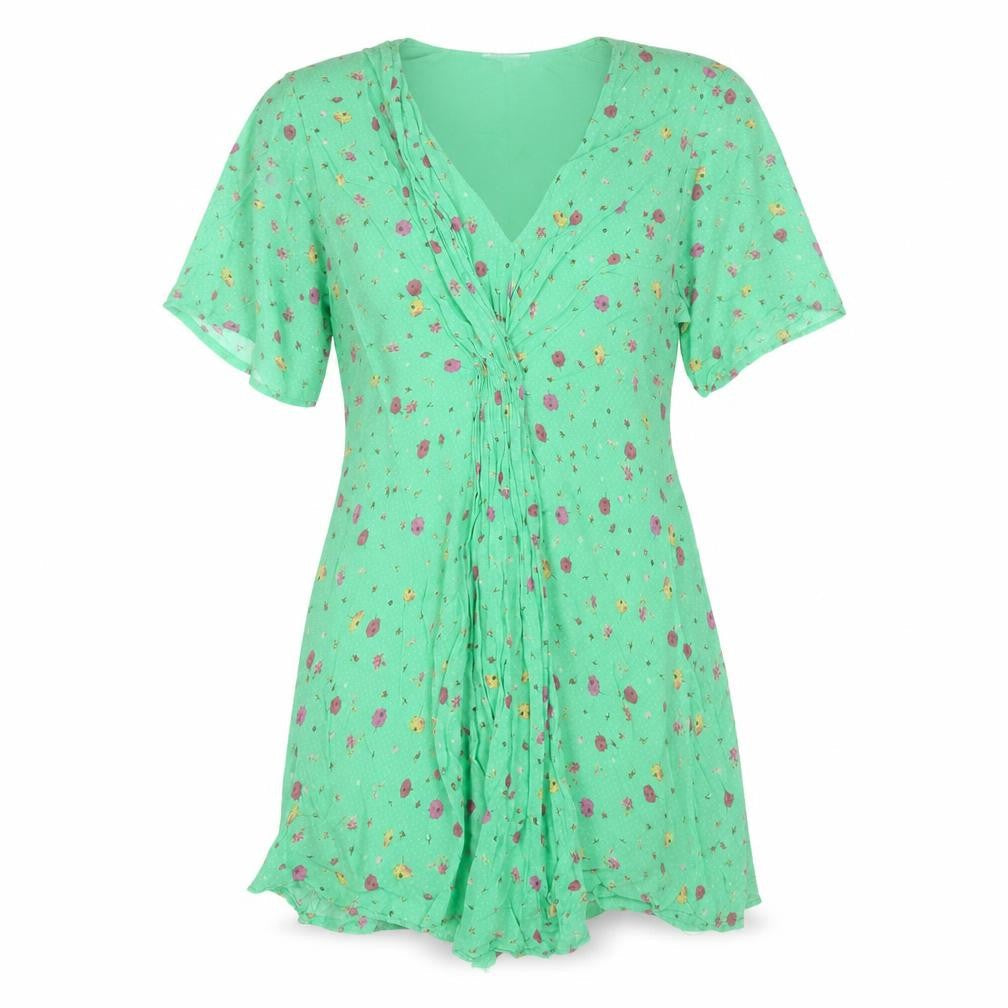Studio by Preen Women's Green Floral Short Sleeve A-Line Dress Size 12