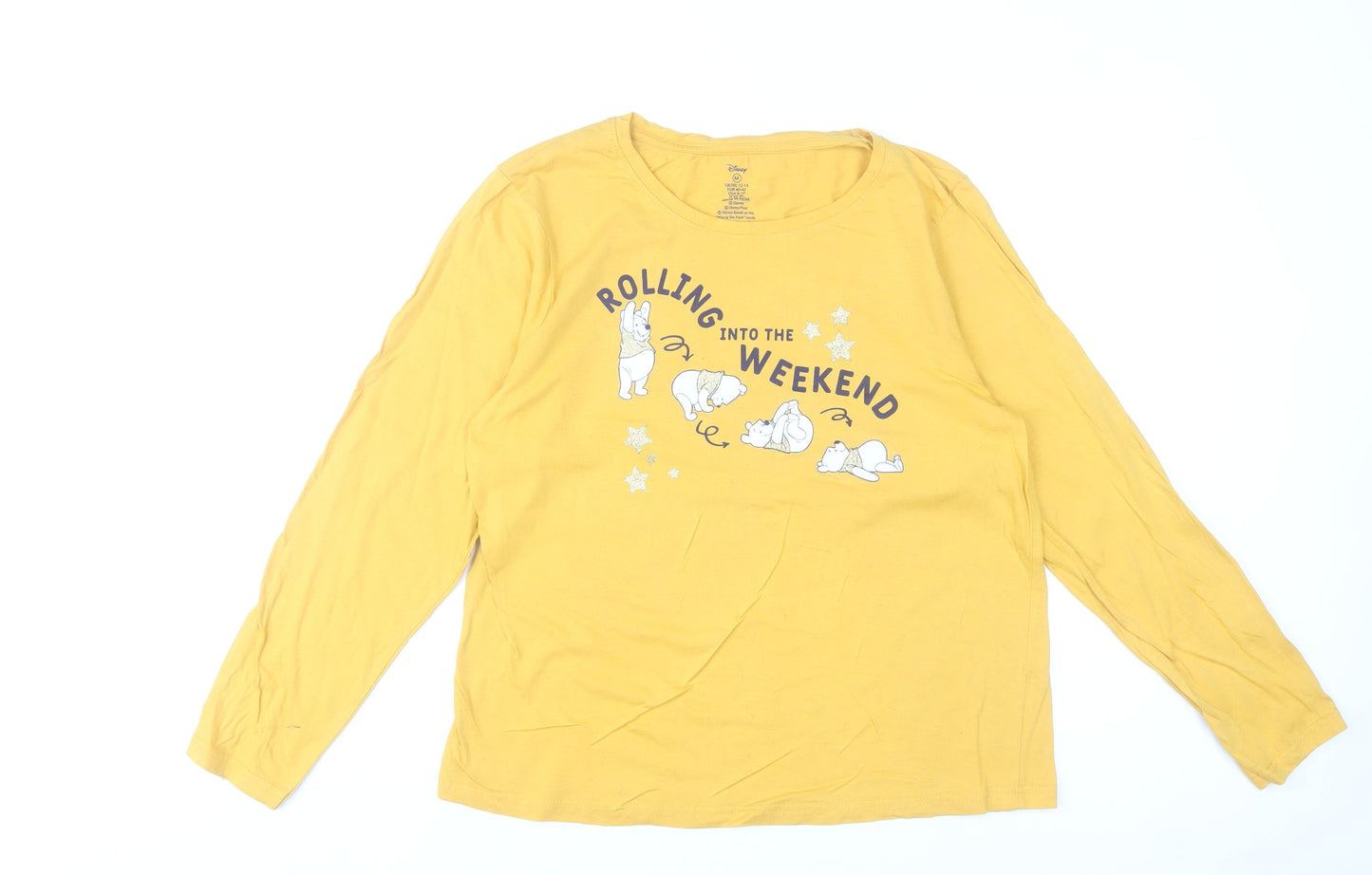Disney Winnie the Pooh Yellow Women’s Long Sleeve Pyjama Top Size 12-14