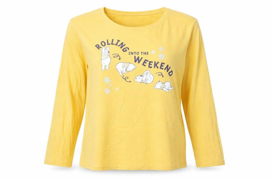 Disney Winnie the Pooh Yellow Women’s Long Sleeve Pyjama Top Size 12-14