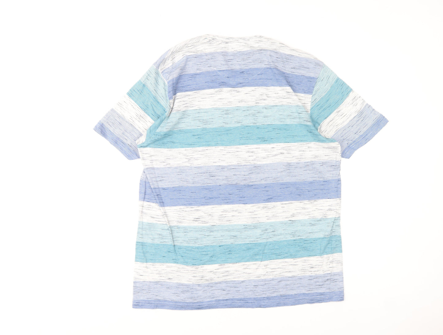 James Pringle Men's Blue Striped Cotton Crew Neck T-Shirt Size L