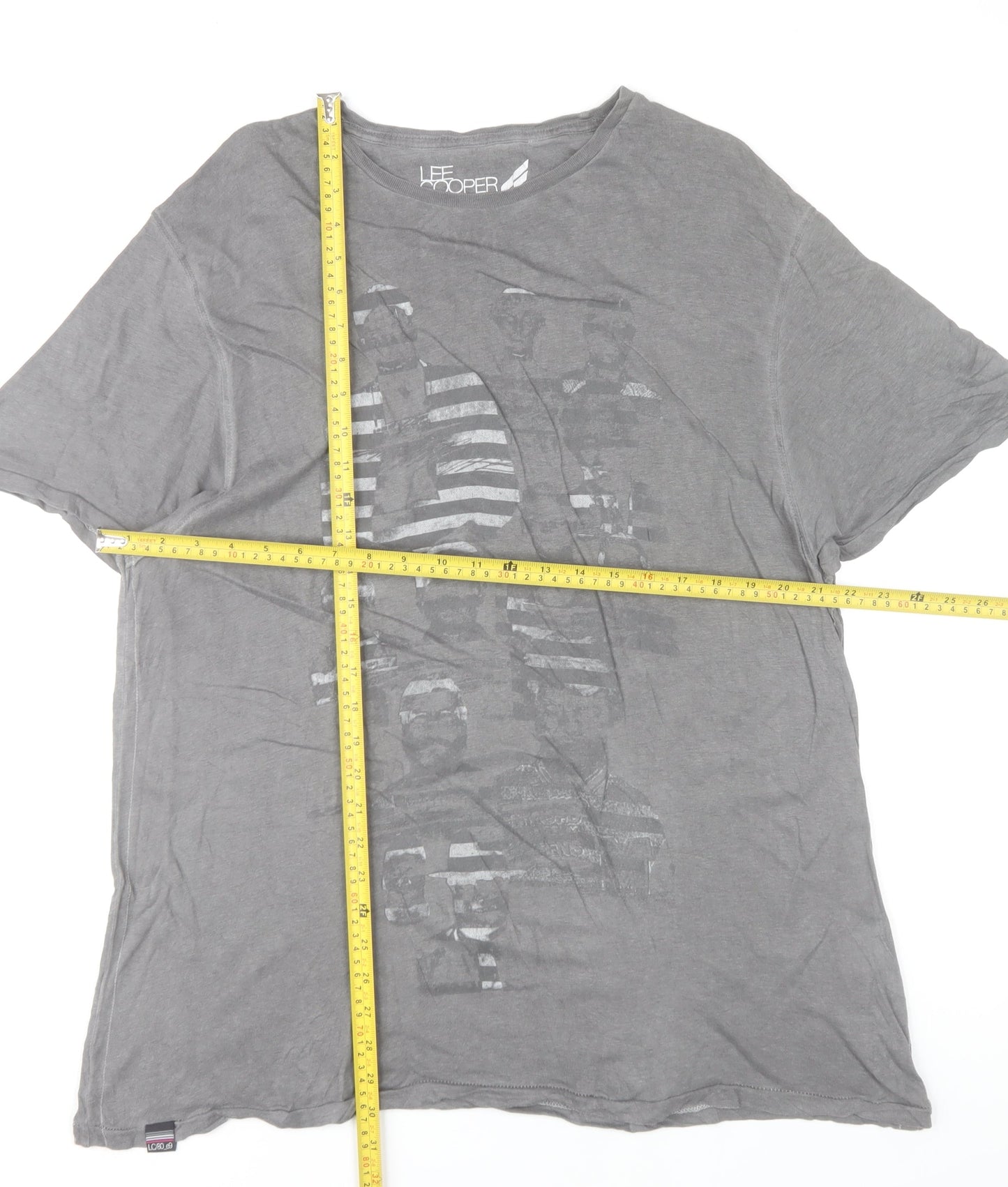 Lee Cooper Unisex Adults Grey 2XL Basic Cotton Crew Neck T-Shirt