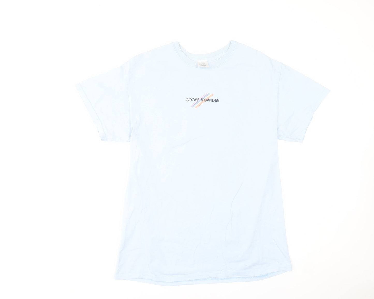 Goose & Gander Women Blue Basic Cotton Crew Neck T-Shirt M