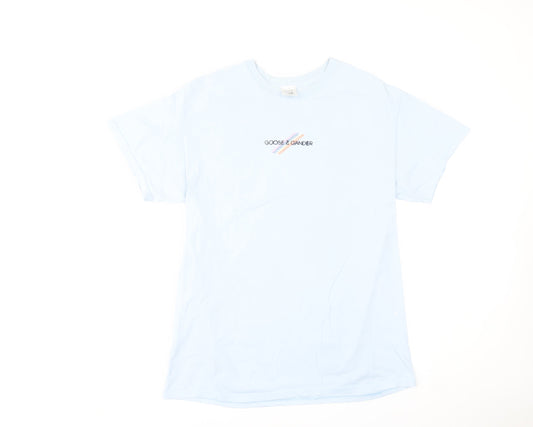 Goose & Gander Women Blue Basic Cotton Crew Neck T-Shirt M
