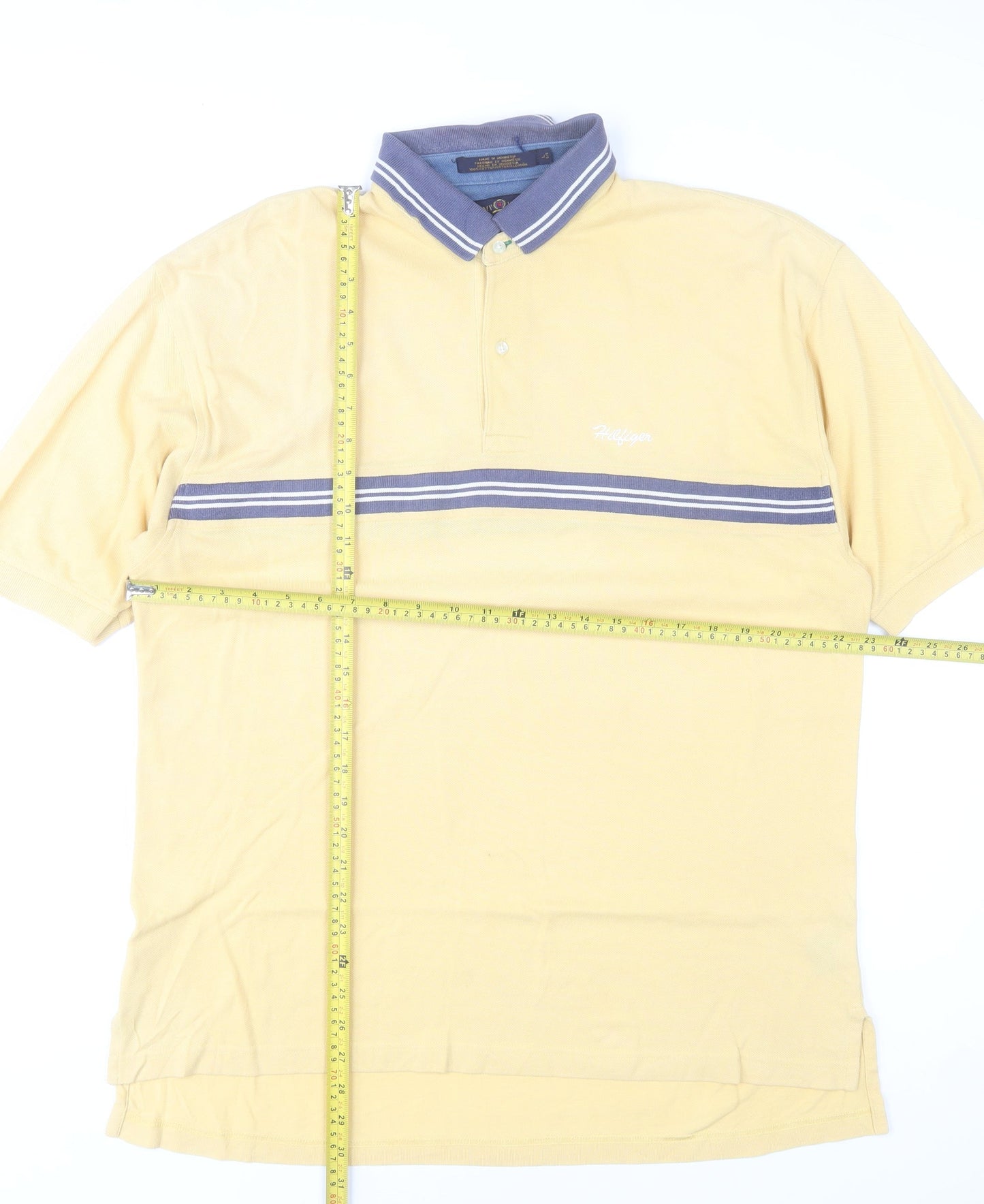 Tommy Hilfiger Men's Beige Striped Cotton Polo Shirt Size L