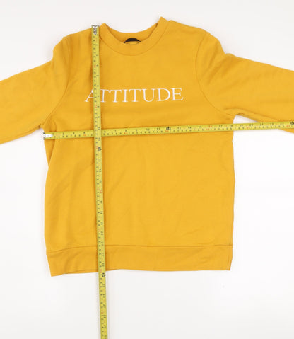 Back view of Dunnes Mustard Attitude Sweatshirt women’s small cotton blend