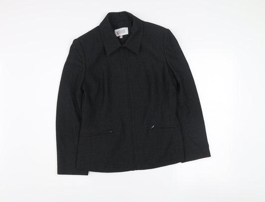 Next Women's Black Zip-Up Collared Blazer Jacket Size 12