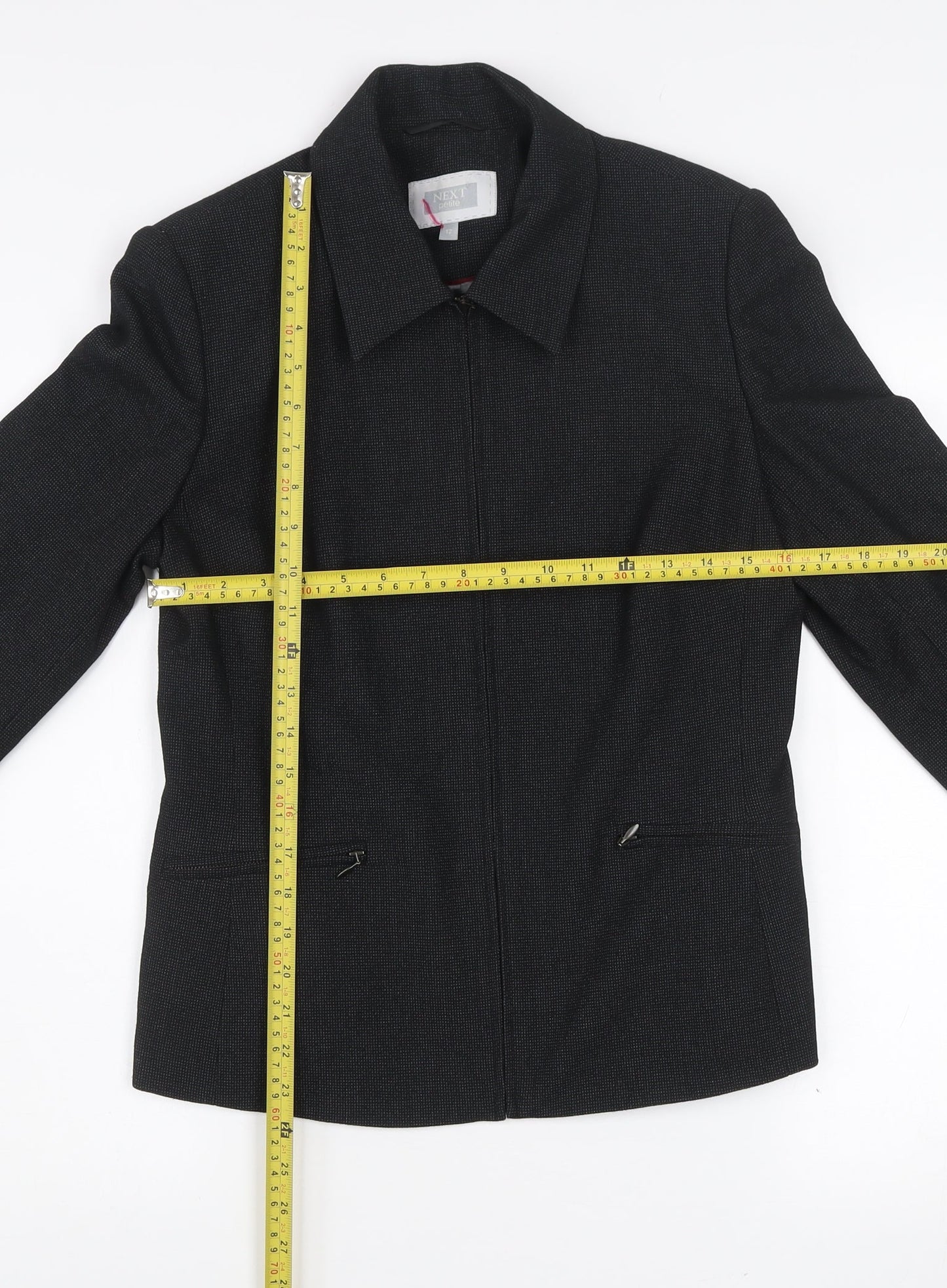 Next Women's Black Zip-Up Collared Blazer Jacket Size 12