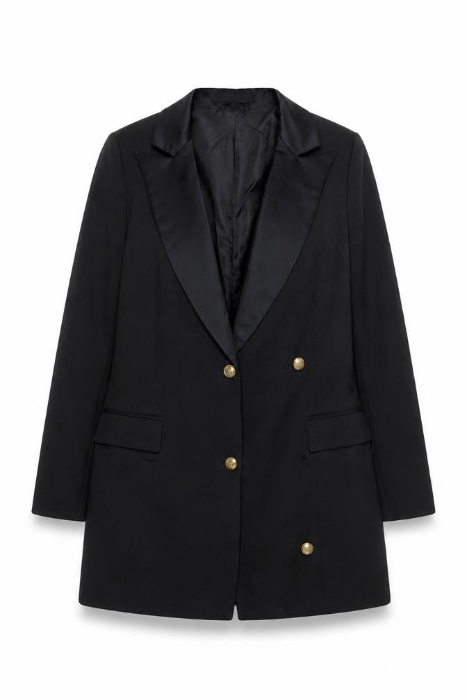 Missguided Women’s Black Double-Breasted Long Blazer Size 10
