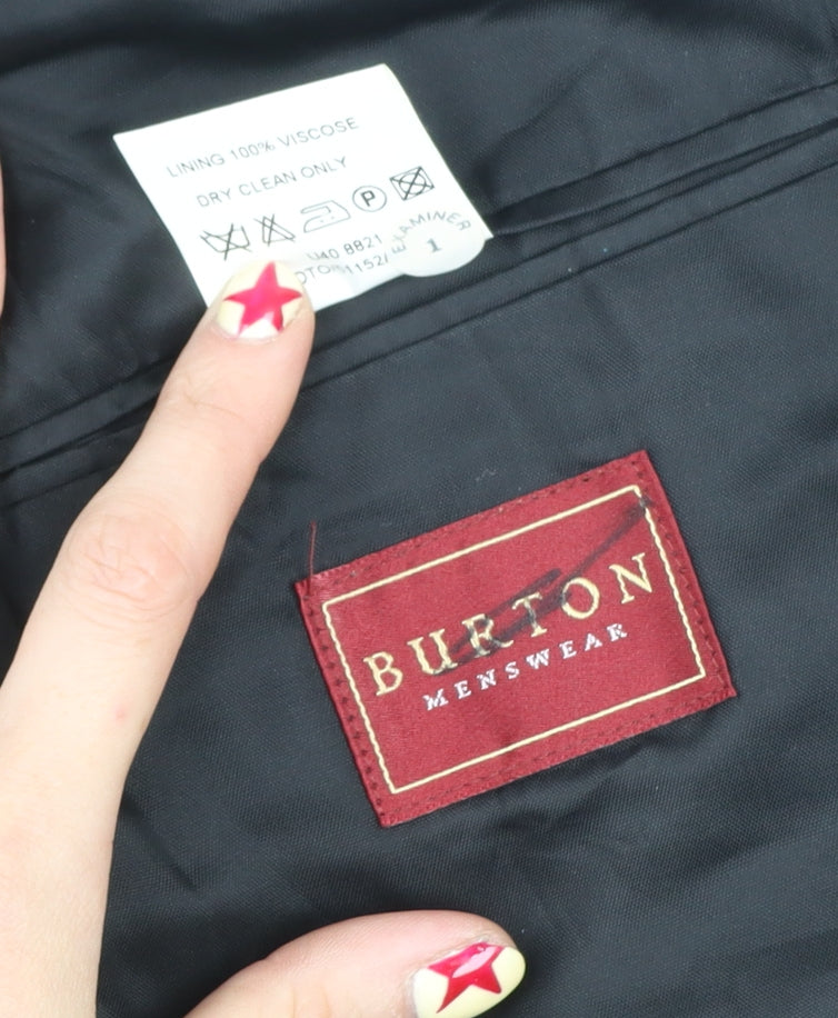 Burton Menswear Black Double-Breasted Suit Jacket 38in Short