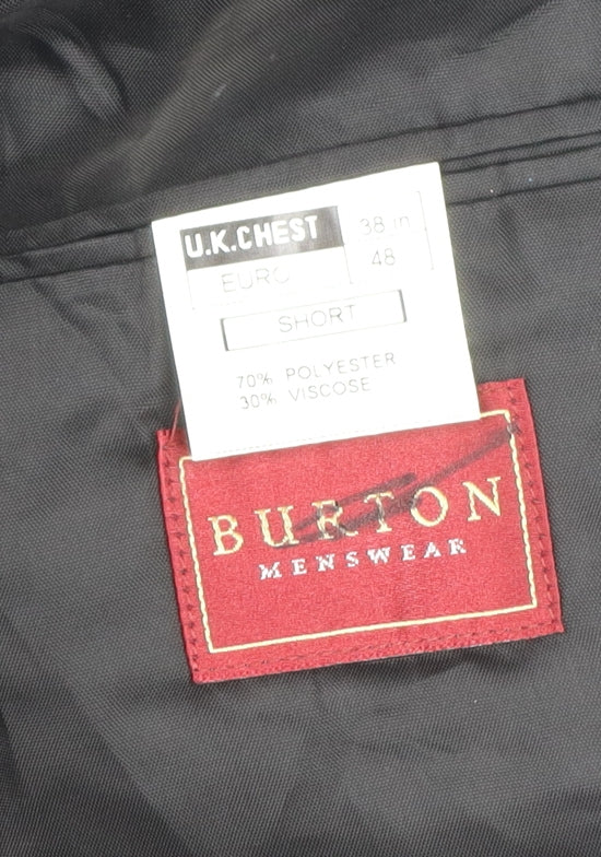 Burton Menswear Black Double-Breasted Suit Jacket 38in Short