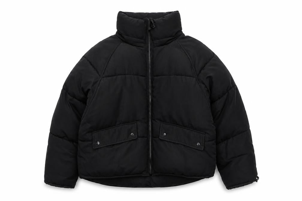 TRF Womens Black S Puffer Jacket Full Zip Quilted Winter Coat