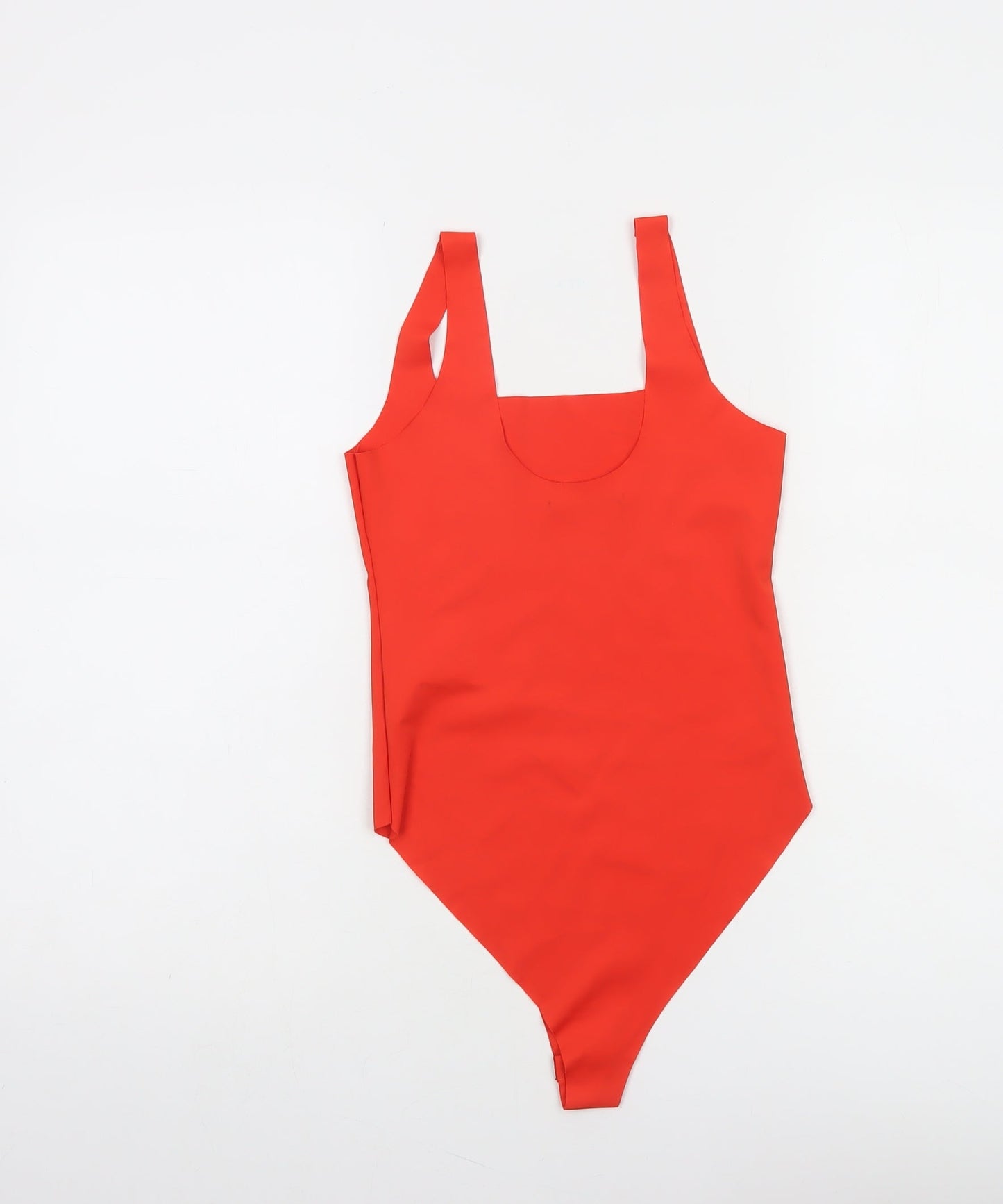 Zara Women Red Square Neck Stretch Bodysuit Size S