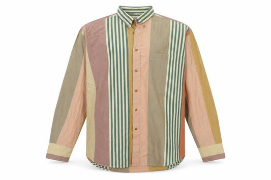 Happy Men’s Multicoloured Striped Cotton Button-Up Shirt Size L