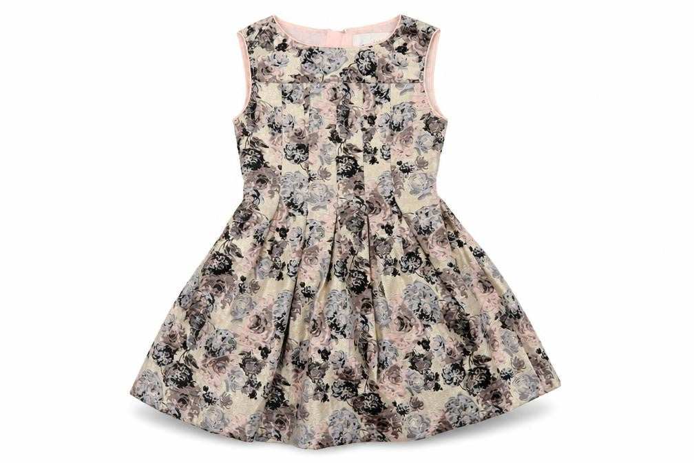 Camilla Girls Beige Floral Sleeveless Fit & Flare Dress Size 5-6 Years