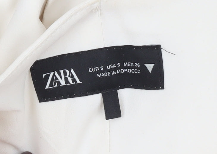 ZARA Women Ivory Fit & Flare Short Dress Size 8 Sleeveless