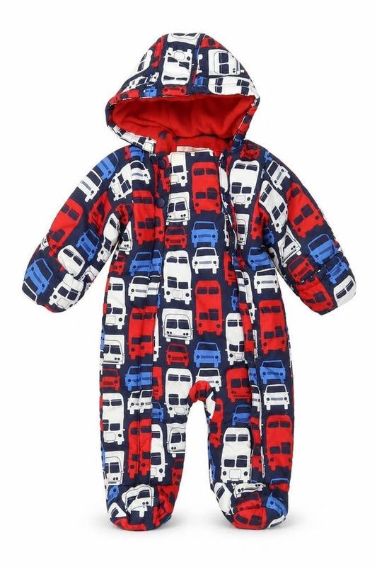 Marks & Spencer Unisex Baby Navy Multicoloured 0-3 Months Snowsuit Hooded Lined Polyester