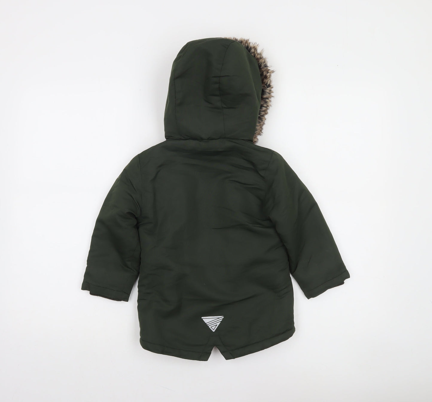 Primark Unisex Baby Green Faux Fur Hooded Parka Coat 24 Months