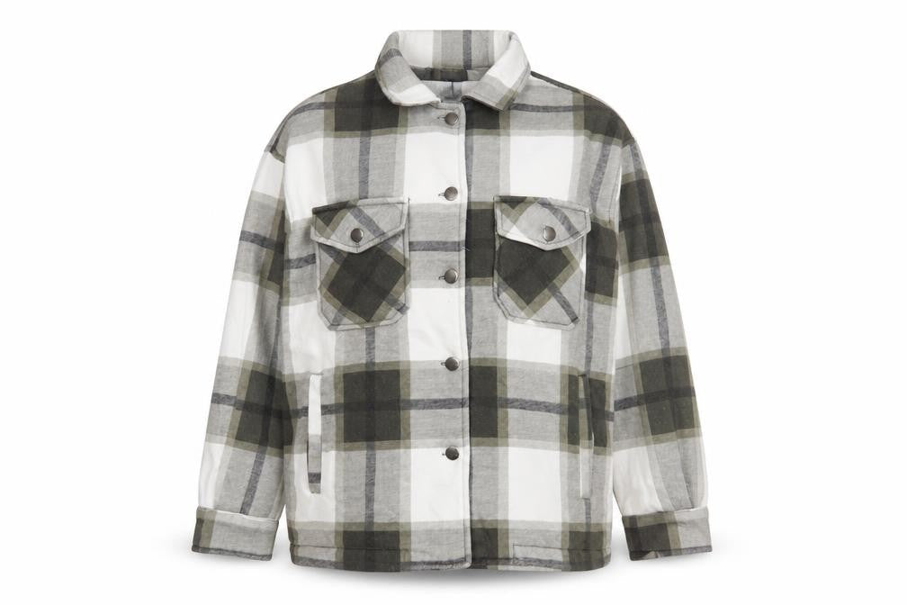 Rising Men's Grey Check Flannel Jacket Size S Button Casual Style