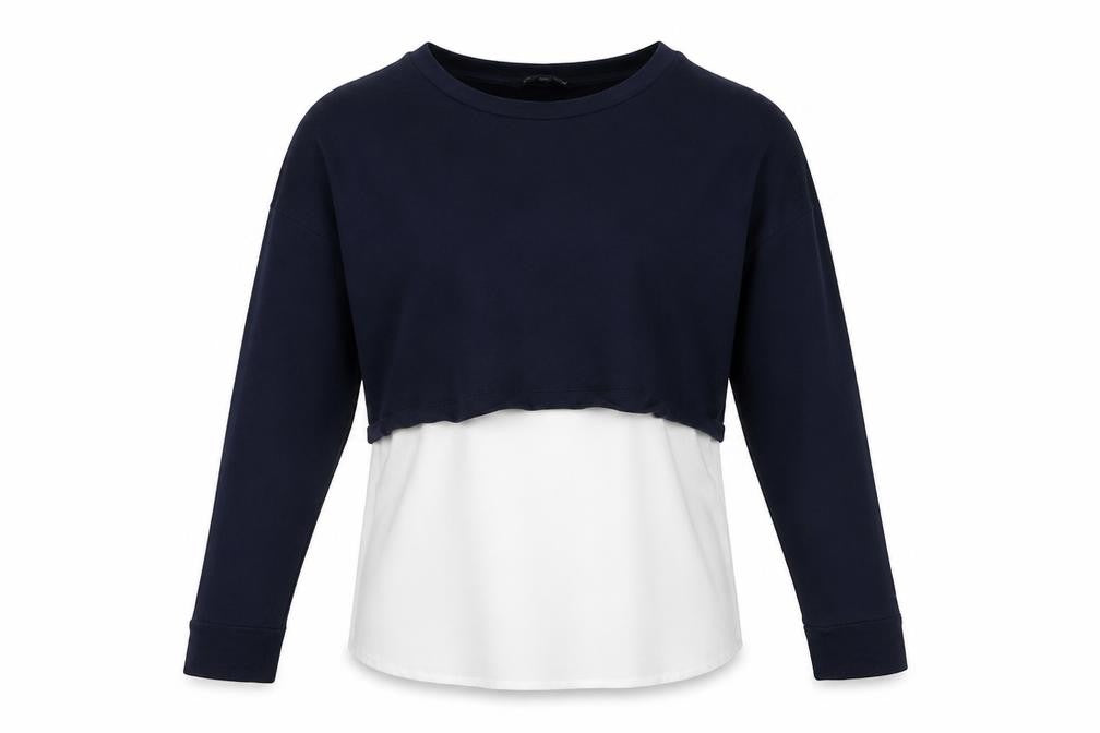 French Connection Women's Multicoloured XS Cropped Long Sleeve Blouse