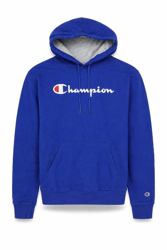 Champion Men's Blue Pullover Hoodie Small Logo Fleece Sweatshirt