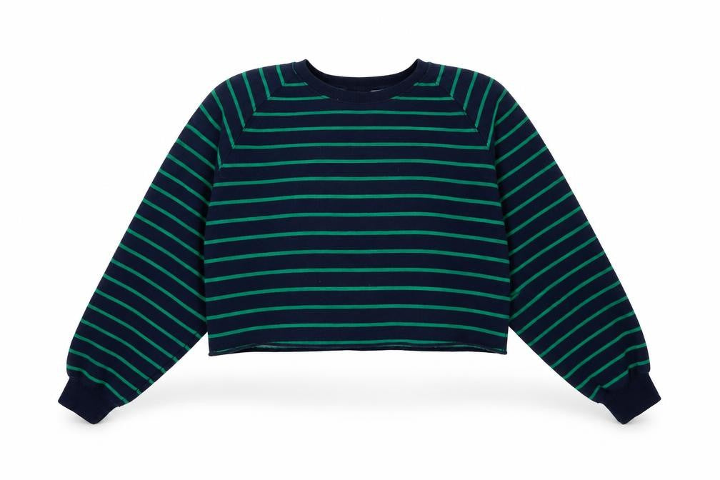 Pep&Co PEP England Womens Navy Green Striped Pullover Sweatshirt L