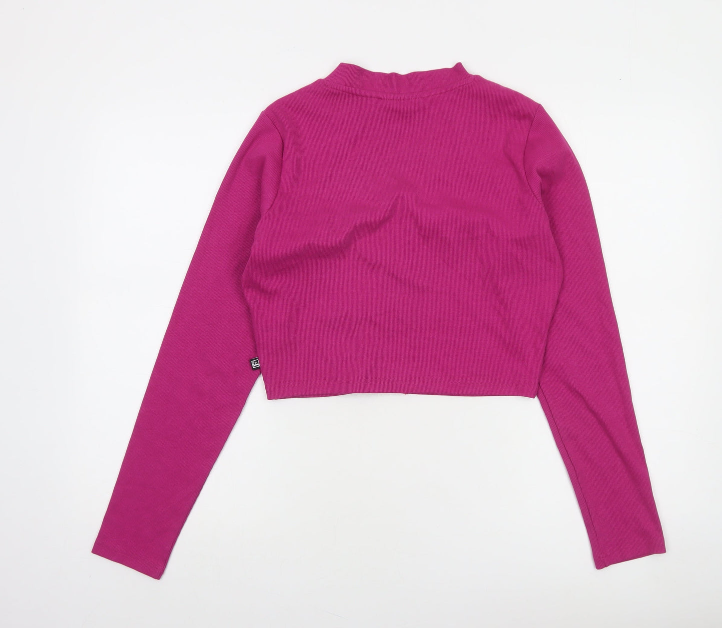 Fila Womens Pink Cropped Button Up Logo Jacket Size M