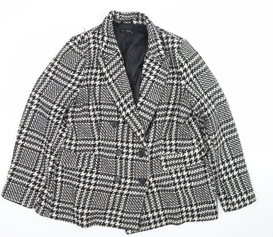 Et Vous Women's Black Check Blazer Jacket Size 20 Wool Look Lined