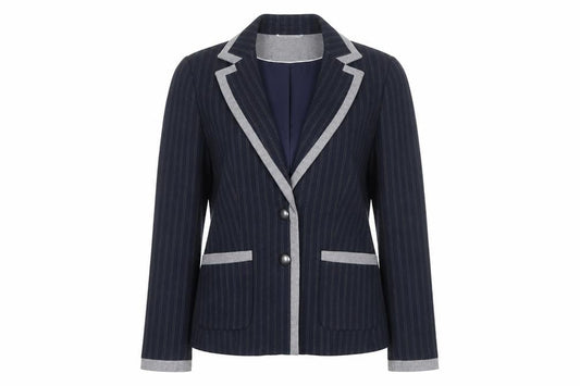 Marks & Spencer Women Blue Pinstripe Wool Blend Blazer UK 12
