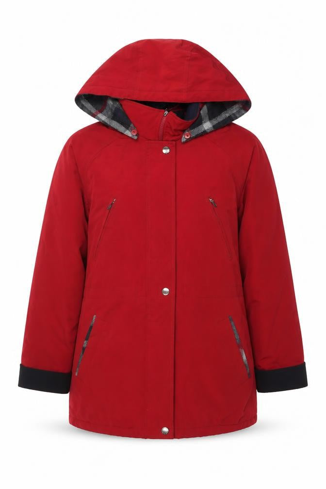 Nautica Women's Red Hooded Waterproof Parka Jacket Size L