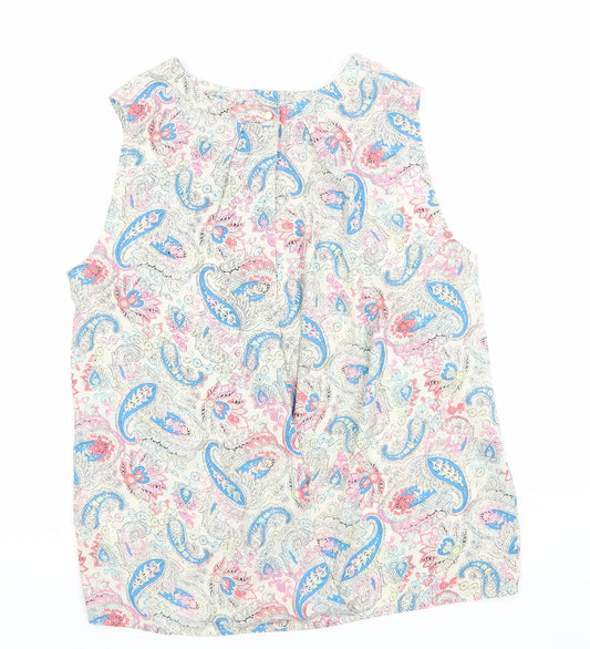 Oasis Women’s Multicoloured Paisley Beaded Sleeveless Blouse Size 10
