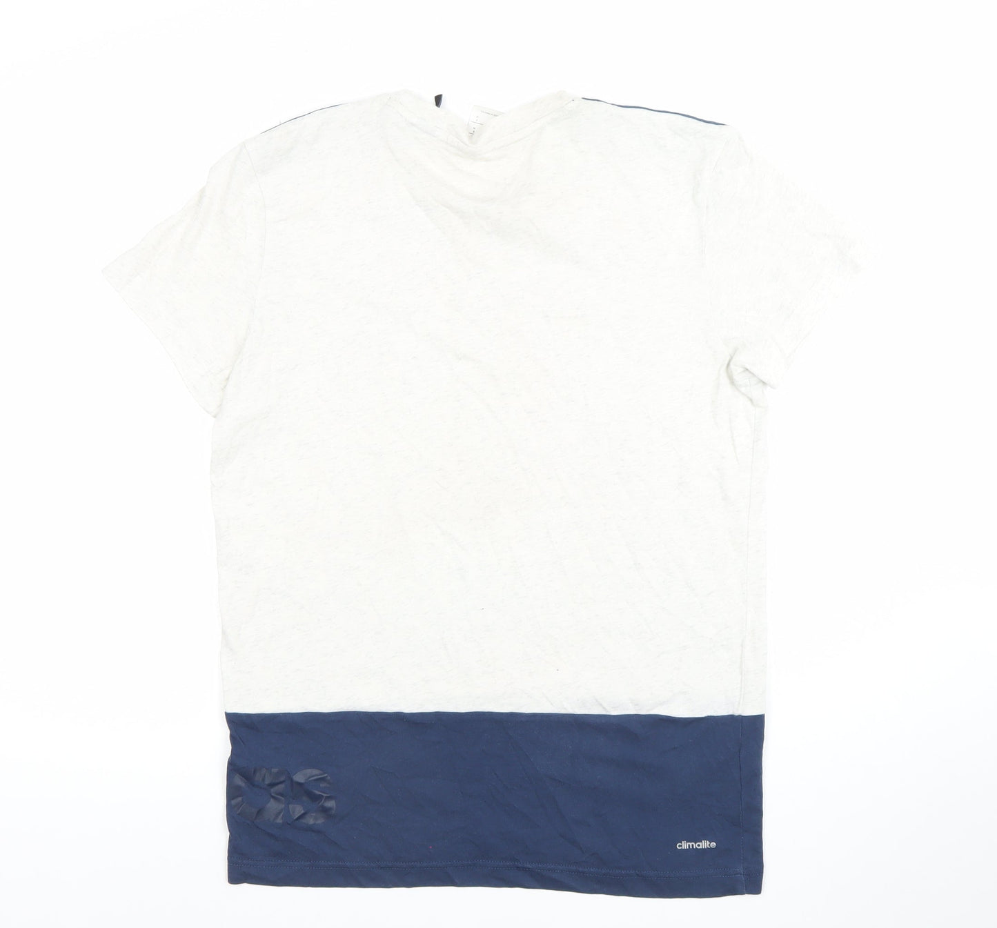 Adidas Mens White Navy Climalite Crew Neck Sports T-Shirt M