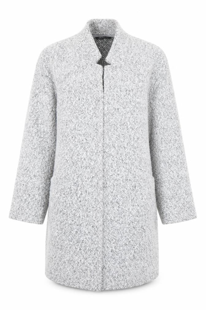 Marks & Spencer Women’s Grey Long Open Coat Size 10 Polyester Tweed
