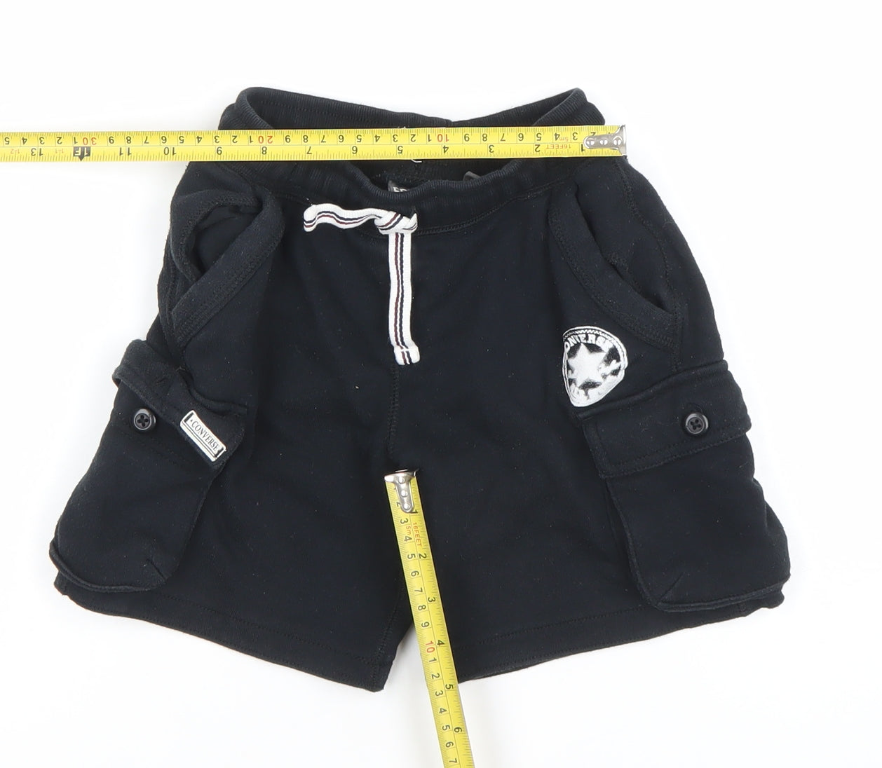Converse Boys Black Cargo Jersey Shorts 5-6 Years Elastic Waist Comfort Fit