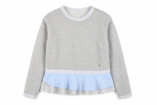 Diesel Womens Grey Blue Ruffle Hem Pullover Sweatshirt Size S