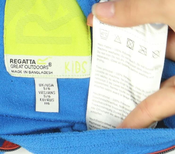 Regatta Boys Blue Fleece 1/2 Zip Hoodie Sweatshirt Size 5-6 Years
