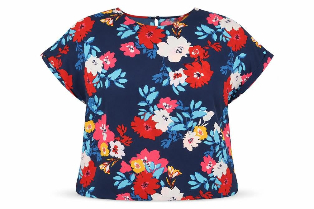 Capsule Women’s Multicoloured Floral Short Sleeve Polyester Tunic Blouse UK 16