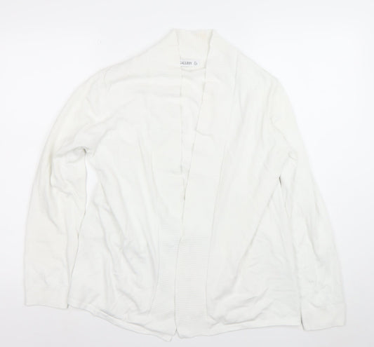 Gallery Women White L Cardigan Long Sleeve Knit Open Front
