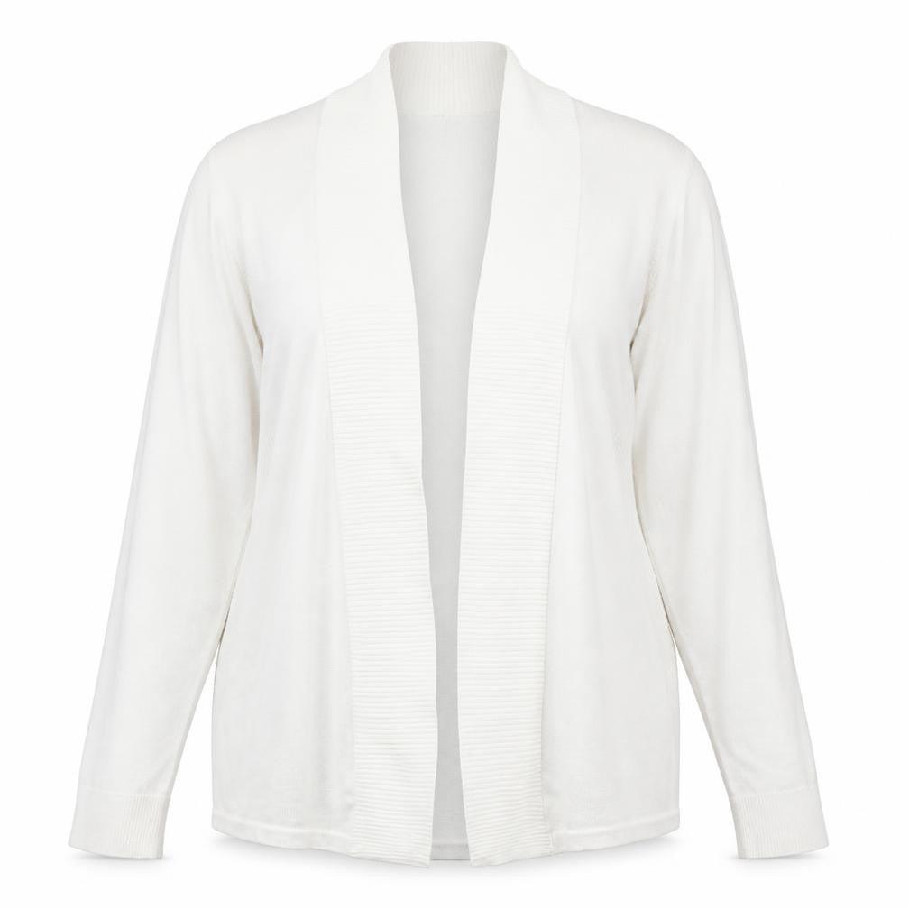 Gallery Women White L Cardigan Long Sleeve Knit Open Front
